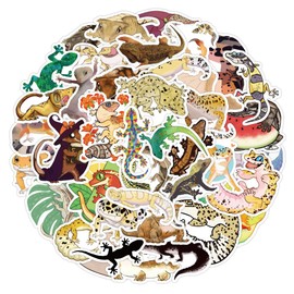 Reptile Stickers, 50PCS Funny Gecko Sticker Pack for Mugs, Laptops, Mobile Phones, Suitcases, Skateboards, Vinyl Waterproof Cartoon Animal Decals