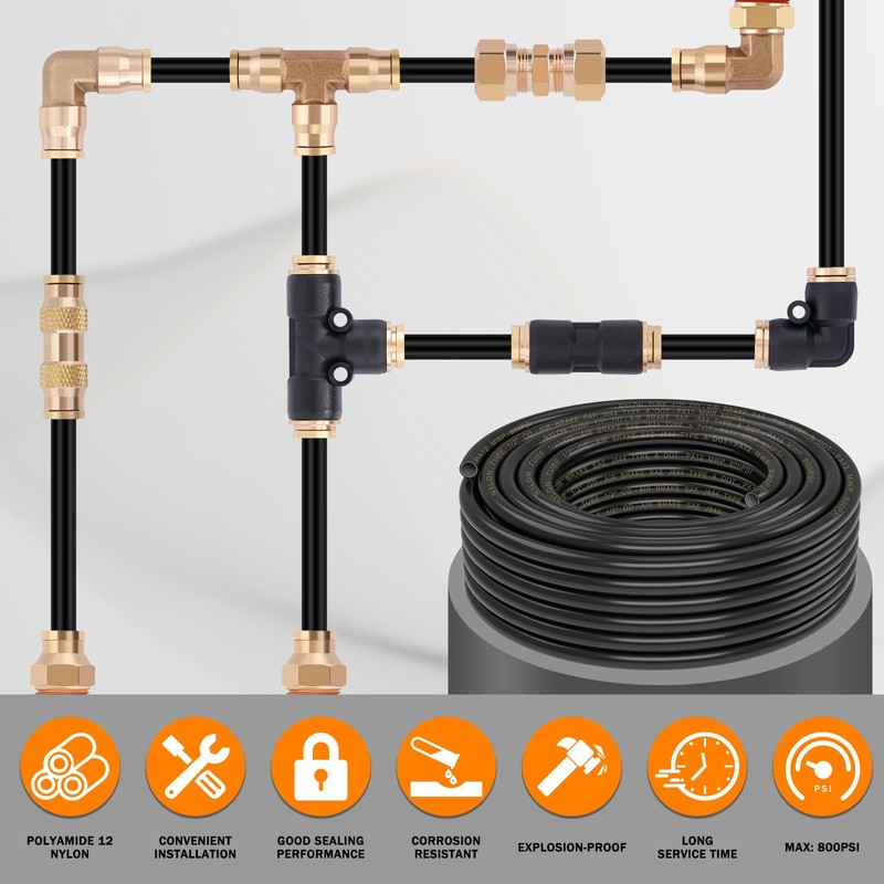 CheeMuii 100 FT 1/2" Double Layer DOT Air Line Premium