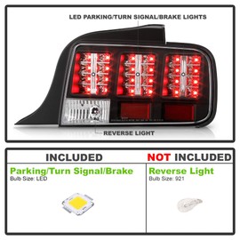 ACANII - For 2005-2009 Ford Mustang Black Housing LED Perform Tail Lights Brake Lamps Pair Set Replacement Left+Right