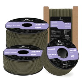 Abma Cord 2mm Paracord 100m Nylon Rope 3 Strands Type I Cord for DIY, Camping, Outdoor - Max. 90kg (200lbs) - Army Green