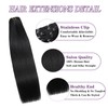 Human Hair Extensions Jet Black Clip in Hair Extensions Real