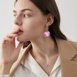 YISXVD Lily of the Valley Flower Ball Earrings Delicate White Floral Cluster Stud Earrings for Women Jewelry Spring (Violet)