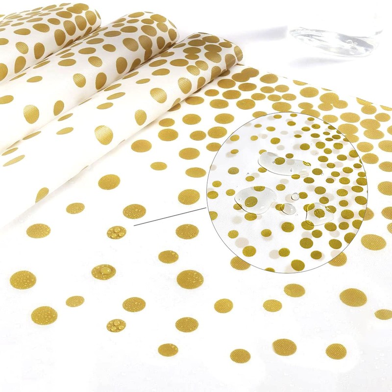 Jepeux 2 packaging white and gold plastic tablecloth, 54 inch