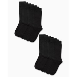 Van Heusen Men's Dress Socks - 14 Pack Smooth Toe Seam Mid-Calf Stay Up Cuff Crew Socks - Dress Socks for Men (6-12.5), Size 6-12.5, Pure Black