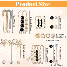 24 Pieces Brooches and Pins for Women Pearl Safety Pins Pant Waist Tightener for Clothes Sweater Shawl Collar Dress Cardigan Shirt Jeans Accessories for Women Girls, Elegant Decorative Pin