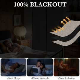 RYB HOME 100% Blackout Linen Classroom Door Window Cover for Side Window, Adhesive for French Door Thermal Insulated Room Darkening Privacy Curtain Tie up Shade, W 8 x L 36, Sand, 1 Panel