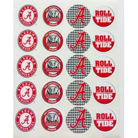 SET of 40- 2" ALABAMA CRIMSON TIDE ADHESIVE STICKERS