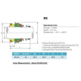 Mechanische Wasserpumpe Dichtung Kit Gebläse Tauchen Zirkulieren TS 155 16MM 16 MM R3 Drehring Kunststoff Carbon SiC TC Feder stationären Ring Cermaic Dichtung Motor