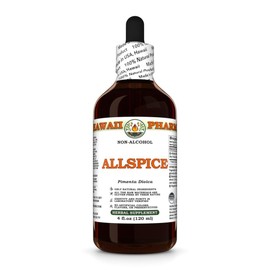 Allspice (Pimenta Dioica) Dry Fruit Glycerite, Made in Hawaii, Organic Raw Materials, All Natural, Vegan, Lab Tested Alcohol-Free Liquid Extract - 4 fl.oz