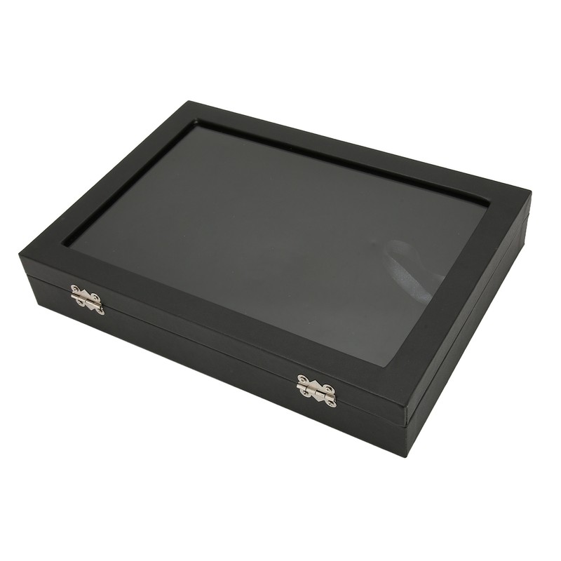 Pin Display Case Dustproof Transparent Glass Lid Badge Storage Box