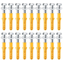 18 Sets Heavy Duty M10x50mm Masonry Brick Wall Plugs and Concrete Screws with Washer Zinc Plated Wall Fixing Anchor Bolts Strong Wall Plugs and Screws Set for TV Bracket Aerial Satellite Fence Shelves