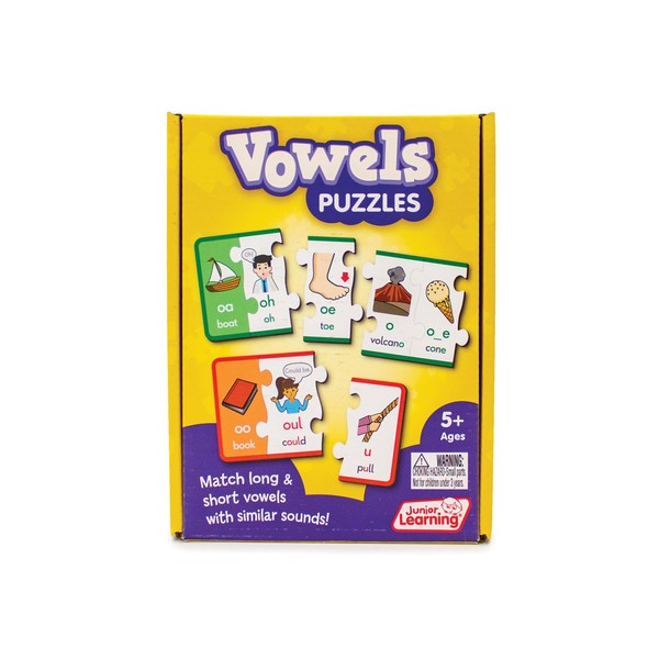 Junior Learning Vowel Puzzles - Match Long & Short Vowels with Similar Sounds, Multicolor