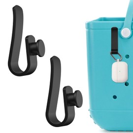 ARSUNOVO 2 PCS Hooks Accessories for Bogg Bags, Insert Charm Connector Key Holder Mask Holder, Black