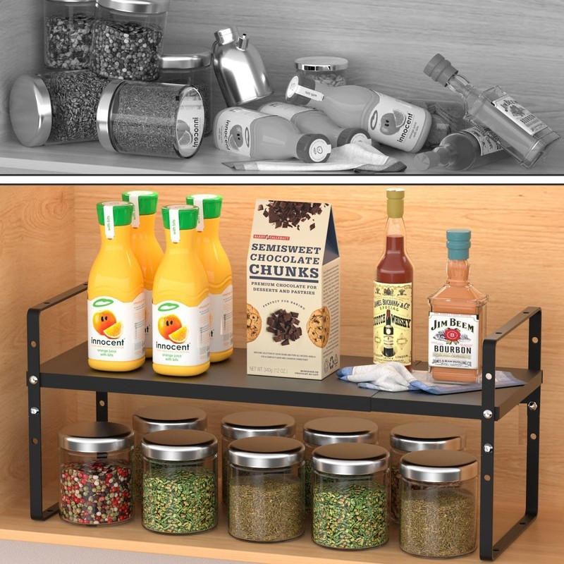 Jojocross Expandable Stackable Spice Rack Cabinet Shelf Organizer in Cabinet