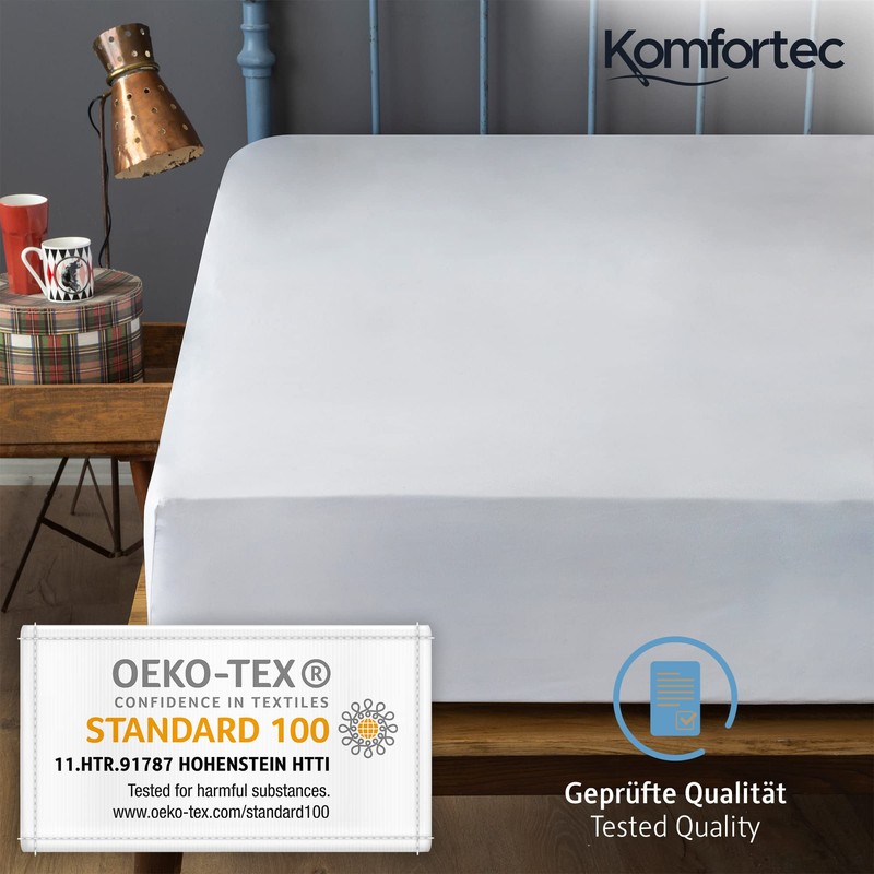 Komfortec King Size Fitted Sheet 100% Cotton, 11 inch (30
