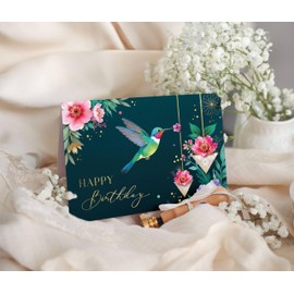 Joli Coon Premium Birthday Card Elegant Hummingbird Birthday Card with Envelope and Real Wax Seal