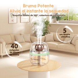 FUWEN Humidificador de Aire para Dormitorio, Humidificador para Dormitorio, 3L para Habitaciones Grandes, Niebla Ajustable, con Luz de Noche, Modo Automático, Doble Pulverización (Verde)