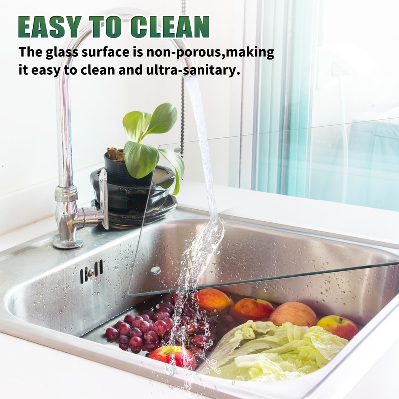 Seelenruhe Tempered Glass Cutting Board for Kitchen Counter, 16x20 inch