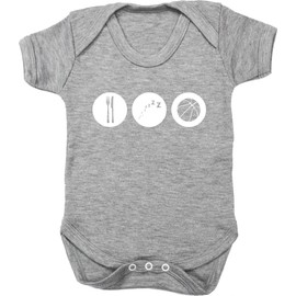 Hippowarehouse Eat Sleep Basketball Baby Vest Bodysuit (Short Sleeve) Boys Girls Grey