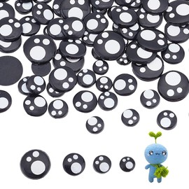 PH PandaHall 100pcs Kawaii Eyes Cabochons, Craft Eyes Tiles Flat Round Eyes Black Animal Eyes Resin Felt Eyes for Amigurumi Puppet Teddy Bear Crochet Plush Animal Making 8/10/12/14/16 mm