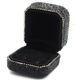 Bestbling Luxury Crystal Ring Box Earrings Pendant Ring Case Jewelry Display Storage Box Gift Box for Proposal Ring, Ceremony, Wedding Anniversary Valentine's Day (Black)