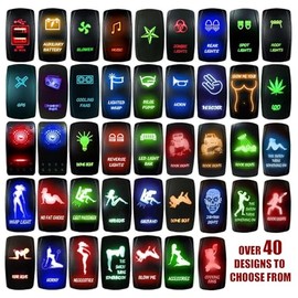 50 Caliber Racing 50 Caliber Racing 20A 12V Waterproof Automotive Rocker Switch ON/Off - Green LED Backlight - Dad BOD - UTV, Auto, Boat [5362A55 Green]