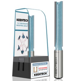 KEENTECH Carbide Tipped Extra Long Straight Router Bit, 1/2 Inch Shank Double Flute Router Bit with Heat Resistance Coating 1/2" Dia. Cutting Depth 2-1/2" for Grooving, Dadoing, Edge Profiling