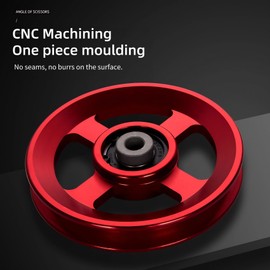 Ezweiji Idler Pulleys, Aluminium Alloy Pulley Fitness Rope Pulley Fitness Equipment Replacement Part for Home Gym, Sports Equipment, Garage Door Roller Systems (Red 114-115 mm)