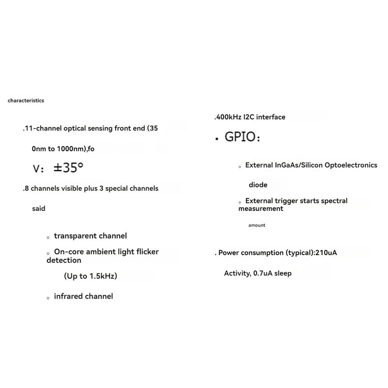 SweetSerenade Visible Infrared Color Spectrometer AS7341-V2 Sensor Module Color Temperature