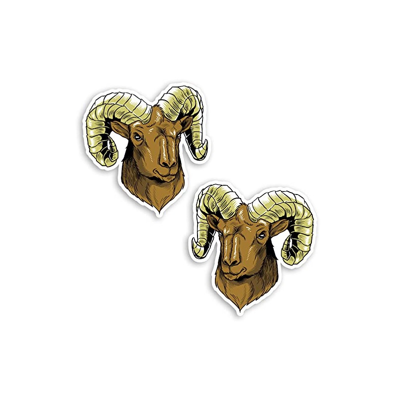 2 x 10cm Male Sheep Ram Vinyl Stickers - Aries