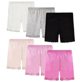 GENTABY Girls Shorts Underskirt Pants Black White Pink Sport Dance Bike Beach Shorts 6 Color Kids Safe Soft Breathable Stretchy Shorts 6 Pack for 5-6 Years Girls