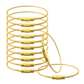 Gredak Wire Keychain Cable Stainless Steel, 12 Pcs 1.5mm 6 Inch Golden Cable Key Ring, Keychain Lock Durable for Keys, Heavy Duty Luggage Tags & Travel Accessories