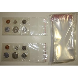 100 Adhesive Resealable 3.5x7 Clear Poly BAGS SLEEVES Protectors for PROOF SETS