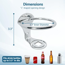 Boat Ring Cup Drink Holder for Cans, Bottles & Tumblers RV Marine Truck Car Beverage Organizer, 3.3" ID, Stainless Steel, 1 Pcs