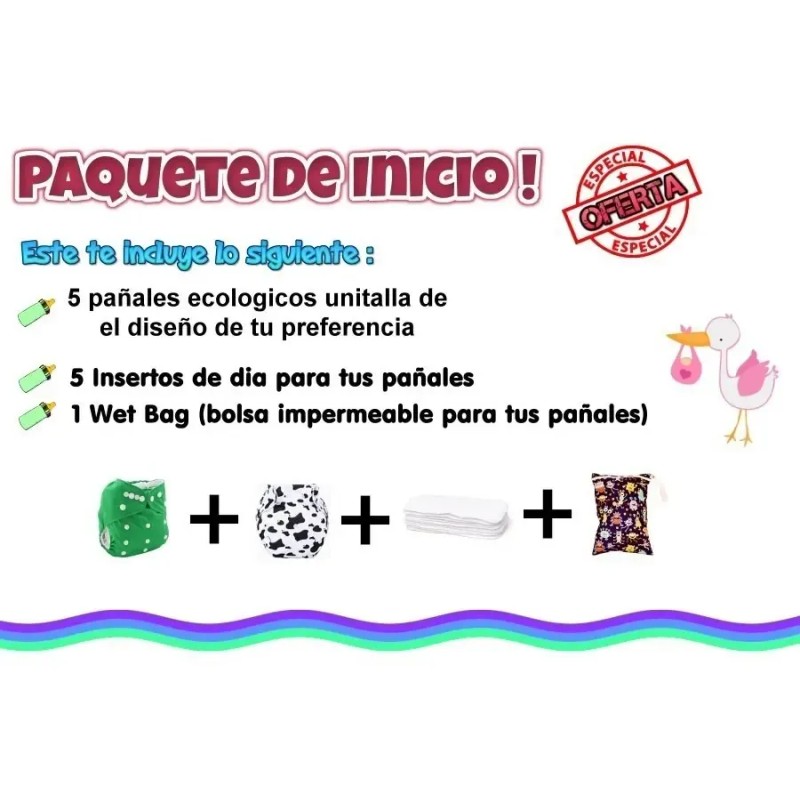 Paquete Inicio 5 Pañales Ecologicos Basico