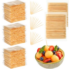 Zhehao 30, 000 Pcs Bamboo Wood Toothpicks Bulk, Round Wooden Tooth Picks, Double Side Point, Independence Pack for Each 100 Pcs, for Teeth Clean, Kitchen Appetizers, Travel Portable Disposable