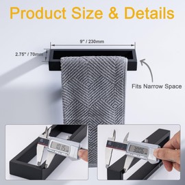 Xiarnotogi Towel Bar, 9 Inch Hand Towel Holder Wall Mount, Towel Racks for Bathroom Accessories, Stainless Steel Towel Ring Hardware (Matte Black, 1 Pack)