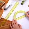 Zonon 3 Pcs Plastic Ruler 6 Inch Protractor Drawing Compass