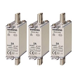 SIEMENS - x3 pieces NH fuse insert, NH000 63 A forehead detector