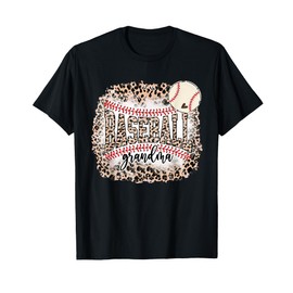 Baseball Grandma From Grandson Leopard Softball Mother's Day T-Shirt
