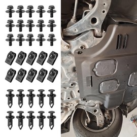 35Pcs Engine Under Cover Splash Shield Guard Body Bolts Screws, Bumper Fender Liner Push Retainer Fastener Rivet Clips, Bumper Clips Extruded U-Nuts Kit Replacement for Nissan, G35 G37 EX35 FX35 FX45