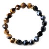 Gold Stone Tiger Eye Onyx Bracelet, Men's Star Cut, 0.4