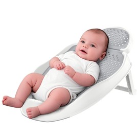 GloTika Baby Bathtub Support for Babies 0-6 Months, Foldable Portable Infant Bathtub, Ergonomic Mesh Baby Bath Tub, Grey
