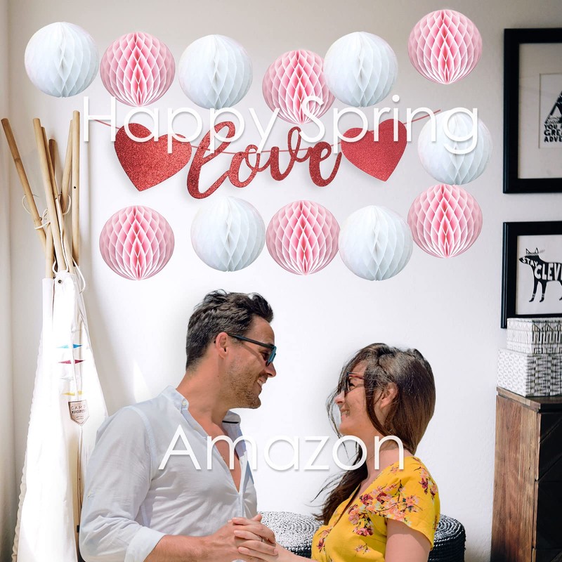 Happy Spring Garland Decor Valentine Heart Wall Sticker Decor (Love)