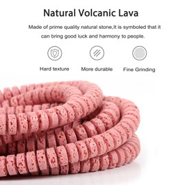 YANUAHI Natural 90Pcs 8mm Volcanic Lava Beads Chakra Rock Beads Pink Lava Beads Cube Essential Oil Diffuser Energy Beads Loose Stone Beads Stone Beads for Jewelry Making Bulk