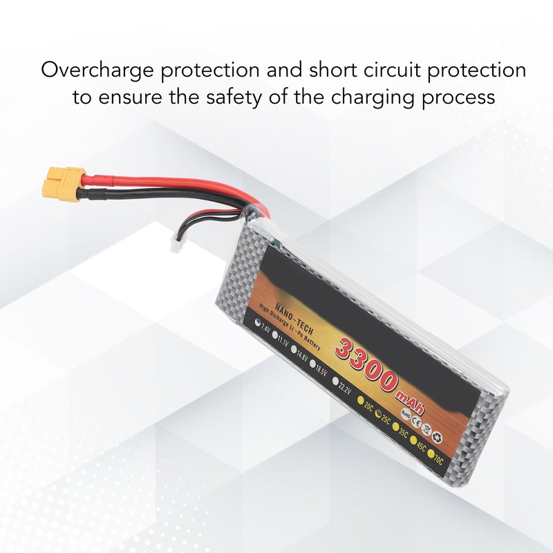 7.4V 3300mAh 25C XT60 RC Lithium Battery for 1/8 1/10