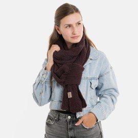 KNIT FACTORY - Haze Scarf - Knitted Scarf for Men and Women - Comfortable Scarf with Wool - Scarf with Simple Loop - Winter Scarf - High Quality, Midnight Plum