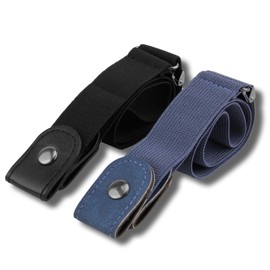 Smomend 2pcs Buckle-Free Elastic Belt for Men or Women, Buckle-Free Adjustable Belt, Comfortable Invisible Belt Without Buckle, Belt Without Buckle Women, No Bulge, black