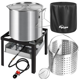 60QT Crawfish Boiler | Seafood Boiling Kit | Dustproof Cover & 12" Skimmer Included | 110,000BTU Propane Jet Burner | 0-20 PSI CSA Certified Regulator | Crab Boil Pot for Outdoor Backyard Cooking