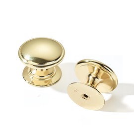 khtumeware 10 Pack 1-3/8 Inch(35mm) Polished Brass Cabinet Knobs Solid Drawer Knobs Mushroom Drawer Knobs Kitchen Cabinet Hardware Zinc Knobs for Dresser Drawers